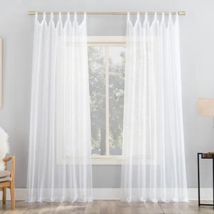 No. 918 Emily Sheer Voile Tab Top Curtain Panel, 59" x 63", White
