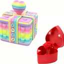 2-in-1 3D Printed Puzzle Gift Box Set - Interactive Mystery Box with Screw Challenge & Heart-Shaped Rose Case - Creative Money/Jewelry Holder for Valentines Day, Anniversary, Birthday Surprise (Pink/Red)