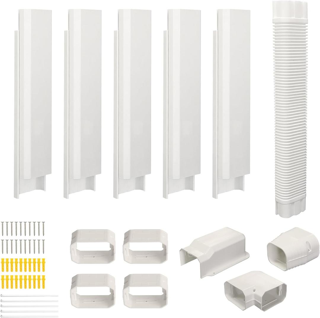 4" 10Ft Mini Split Line Set Cover, Plastic Line Kit for Outside Units, Mini Split Air Conditioner, Central AC and Heat Pump