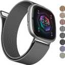 Metal Band Compatible with Fitbit Sense 2 /Sense Bands/Versa 4 / Versa 3 Bands Women Men, Stainless Steel Mesh Loop Strap for Fitbit Sense 2/Sense/Versa 4/Versa 3 Smart Watch (Small,Space Gray)