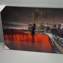 LevvArts Large New York City Wall Art Brooklyn Bridge Night View Picture Canvas Print Black and Red City Poster Painting Modern Home Office Living Room Decoration 24"x48" (Red)