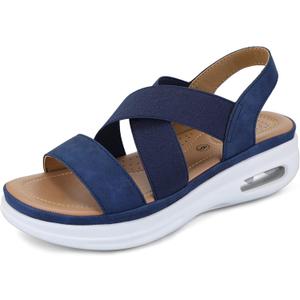 mysoft Women's Comfortable Walking Sandals Air Cushion Sport Slingback Elastic Band Platform Shoes (8.5, Navy) mysoft Women's Comfortable Walking Sandals Air Cushion Sport Slingback Elastic Band Platform Shoes (8.5, Navy)