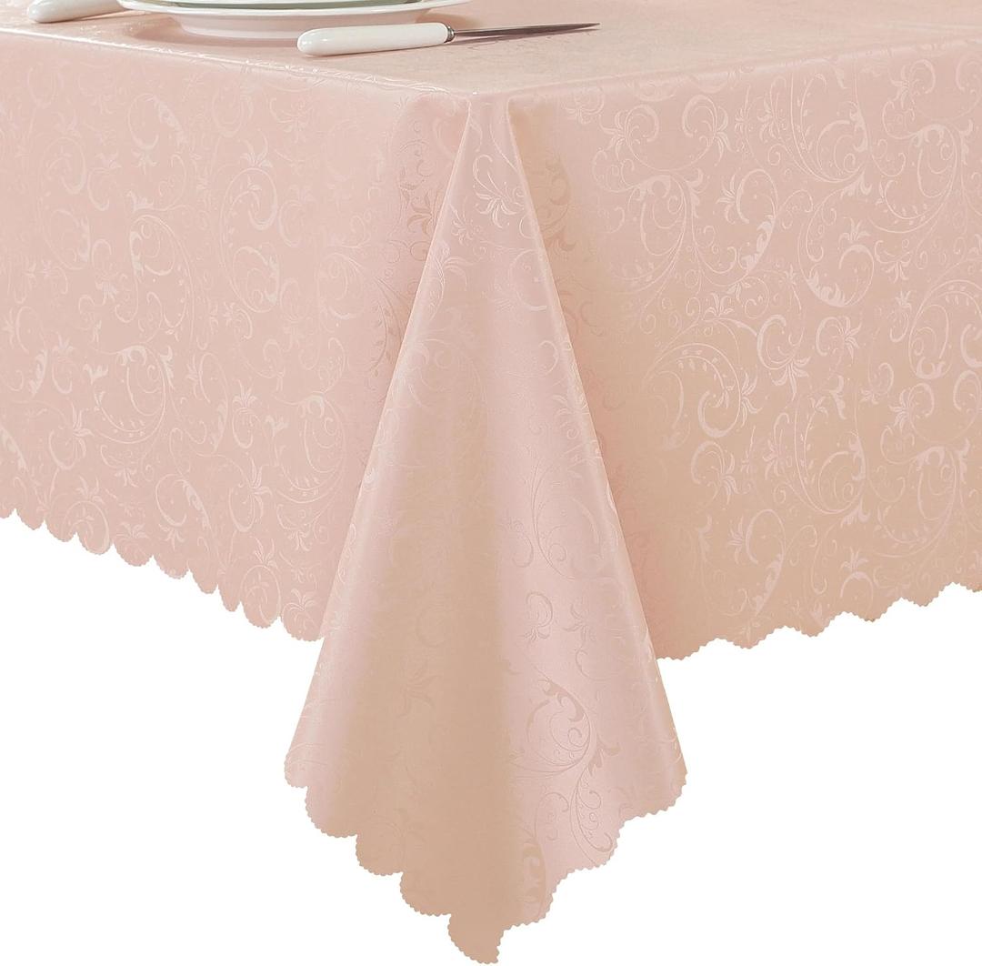 Rectangle Table Cloth, Waterproof Heavy Duty Vinyl Tablecloths, Stain-Resistant Wipeable Rectangle or Round Table Cover for Indoor and Outdoor(Pink, 60"x102")