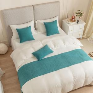 Matching Velvet Cushion Cover for Bed, Pillow Case with Zipper, Polyester Car Seat Cushion Case Pillowcase for Sofa Chair, Blue, 45 * 45cm