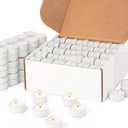 White Candles Tealights in Bulk Unscented in Festive Metallic Metal Cups for Holiday, Party, Wedding and Home Decoration Made in USA