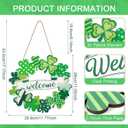 2 x St. Patrick's Day Wooden Shamrock Door Wreath 11"x10" - Handcrafted St. Patrick's Day Decoration, Irish Green Clover Ornament for Indoor Outdoor Home Party Welcome Sign