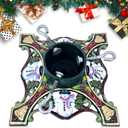 Linton Arts Christmas Tree Stand, Cast Iron Christmas Tree Stand for Real Trees Artificial Trees, Holds Up to 6ft Trees with 1.77" Trunks, Snowmandesigned Xmas Metal Tree Stands for Holiday Decor