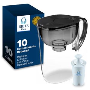 Brita Large 10 Cup Water Filter Pitcher, 1 BritaPlus Filter, Everyday, Black (Dispenser)