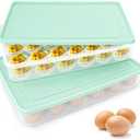 2PCS Deviled Egg Containers with Lid,Portable Storage Carrier Egg Holder,Stackable Plastic Egg Tray Carrier for Kitchen,Fridge,Keep Fresh,Easter(48 Eggs)