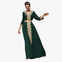 TBAKOM Abaya Dress for Women Dubai Sadui Bead Moroccan Kaftan Fancy Eid Dress Size Large, Dark Green