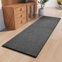 Runner Rug with Non Slip Rubber Backing, Washable Soft Floor Carpet for Kitchen, Hallway, Entryway Indoor, Bedroom, Laundry, Low Pile Area Rugs, Solid color with Pointillism style, 2*6 ft BLACK