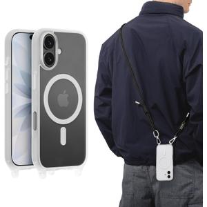 MAGEASY Compatible with iPhone 17 6.3" Case with Crossbody Strap - 16ft Drop Protection, Compatible with MagSafe | Roam M (Transparent)