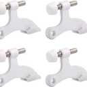 HOMOTEK 4 Pack Hinge Pin White Door Stopper,Adjustable Deluxe Heavy Duty Door Stopper 2-1/2"x1-3/4,with White Rubber Bumper Tips