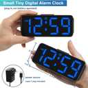 Peakeep Small Digital Alarm Clock Plug in for Bedrooms Bedside, Tiny Electric Clock Large Big Numbers Display with Battery Backup for Desk Table, 6 Dimmers, 5 Adjustable Alarm Volumes (Blue)