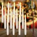 Jivoxia 12PCS Flameless Candles, Floating Candles with Wand for Christmas Tree Decor, LED Candle Battery Operated for Xmas Wedding Home Birthday Party with Crystal Hook and Clips
