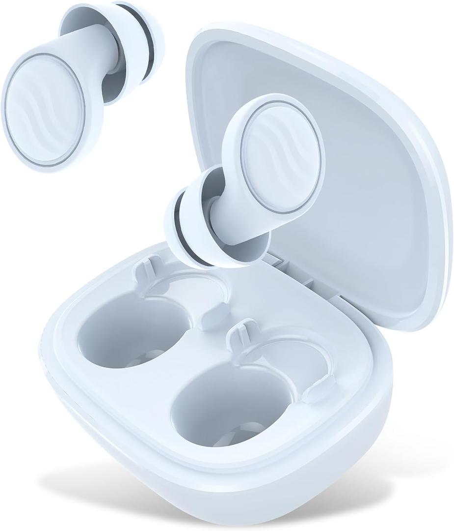 Ear Plugs for Sleeping Noise Cancelling - 35dB Reusable Ear Plugs with 7 Eartips and Carry Case - Flexible Hearing Protection - Replaceable Single/Double Eartips for Sleep, Focus, Travel, Work, Blue