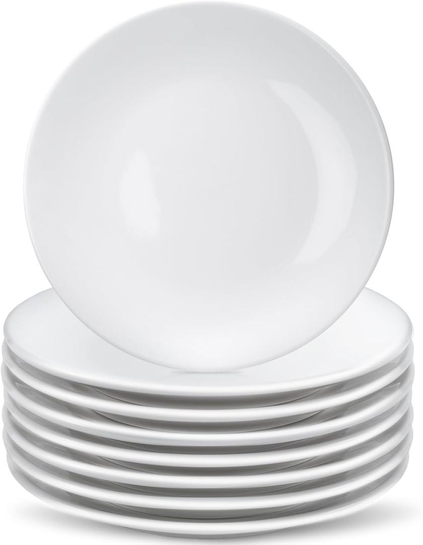 8 Pcs Porcelain Dessert Plates,6 inch White Appetizer Plates,Round Small White Plates,Small Plates for Appetizers,Ceramic Dessert Plate for Cake Snacks,Microwave Oven and Dishwasher Safe