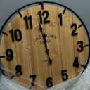 EMAX HOME Large Old Town Farmhouse Wall Clock 30 Inches Rustic Antique Wood with Metal Circle and Large Numerals Silent Battery Operated Wall Clock for Office Kitchen Bedroom Living Room