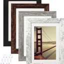 BAIJIALI 5x7 Picture Frame Distressed Farmhouse Wood Pattern Set of 4,Display 4x6 with Mat or 5x7 Without Mat,Multicolour