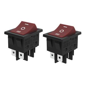 lcocove JD 2pcs 30A Power Switch 125V/250V AC DPDT Rocker Switch ON-Off-ON Switch 6Pins Toggle Switch with UL Certificate (Red 6pis)