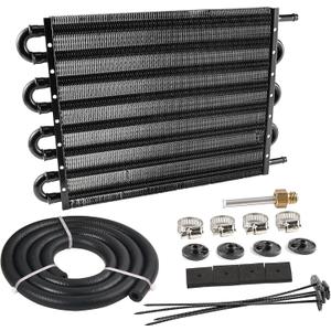 EVIL ENERGY 5/16" Transmission Oil Cooler, 8 Pass Tube and Fin Cooler Kit Universal Aluminium Black