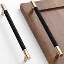 12 Pack 7 1/2 Inch 192 mm Gold and Black Cabinet Handles Cabinet Pulls Aluminum Handles Knurled Drawer Pulls Oxidation Finish with Diamond Pattern 8.6" Length (7.5" Hole Center)