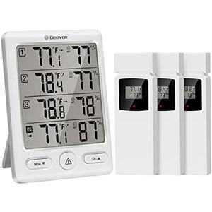 Geevon Indoor Outdoor Thermometer Wireless with 3 Remote Sensors, Digital Hygrometer Indoor Thermometer, Temperature Humidity Monitor Gauge with 200FT/60M Range (White)