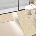 3PCS Absorbent Bath Mat, Quick Dry Non Slip Bath Rug, Beige