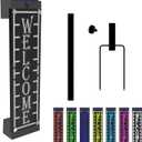 Illuminated Solar Welcome Sign for Front Door, Waterproof RGBW Color Changing, Lighted Pronch Welcome Plaque Solar Powered with Stakes for Yard Home Party Outside Decor