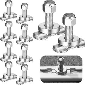 Tandefio 10 Pcs L Track Double Lug Threaded Stud Nut Fitting Tie Down Bearing 5500 LBS Using with L Track Rail to Create Heavy Duty Bolt Down Anchor Points for Trailer Truck Bed Cargo Control (Silver) Tandefio 10 Pcs L Track Double Lug Threaded Stud Nut Fitting Tie Down Bearing 5500 LBS Using with L Track Rail to Create Heavy Duty Bolt Down Anchor Points for Trailer Truck Bed Cargo Control (Silver)