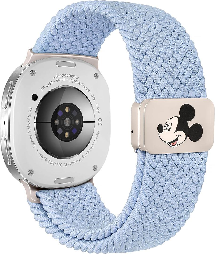 Braided Cartoon Magnetic Clasp Band Compatible with Samsung Galaxy Watch 8 Bands 40mm 44mm/Watch 8 Classic 46mm Women Men,No Gap One-Click Stretchy Elastic Nylon Woven Strap Wristbands
