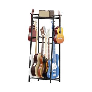 Guitar Stand, Guitar Rack Holder for Acoustic Guitar, Electric Guitar, Bass Display Stand, Multiple Guitar Rack Holder for 5-7 Guitars, Guitar Amp Accessories, for Home Music Studio, Black