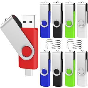 ABLAZE 64GB USB C Flash Drive 10 Pack, OTG USB 2.0 + Type C Memory Stick Dual Type C Thumb Drive Compatible with iPhone 16/15, Android Smartphone, Computers, Tablets, Mac,iPad,PC