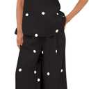calbatic Women Polka Dot 2 Piece Outfits Spot Strapless Tube Top High Waist Wide Leg Pants Casual Lounge Set (S)
