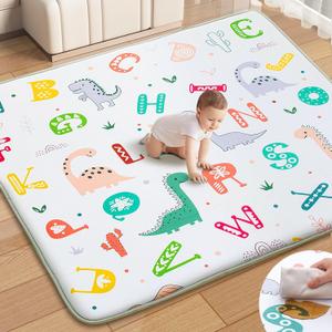 Baby Play Mat for Floor, 100% Waterproof and Wipe-Clean, 50'' x 50'' Thicken Foam Soft Padded Playpen Mat for Babies and Toddlers Infants Easy Care, Non-Slip Bottom (Dinosaur Alphabet)