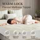 Novilla Full Flannel Mattress Topper, Ultra Soft Faux Fur Mattress Pad with Deep Pocket, Quilted Thickened Warm Bed Topper for Winter, Fits 8-21" Mattress, Machine Washable, White