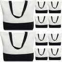 Weewooday 10 Pack Canvas Tote Bag Large Blank Reusable Grocery Bags with Handles DIY Cloth for Shopping Beach Travel (Black, White)