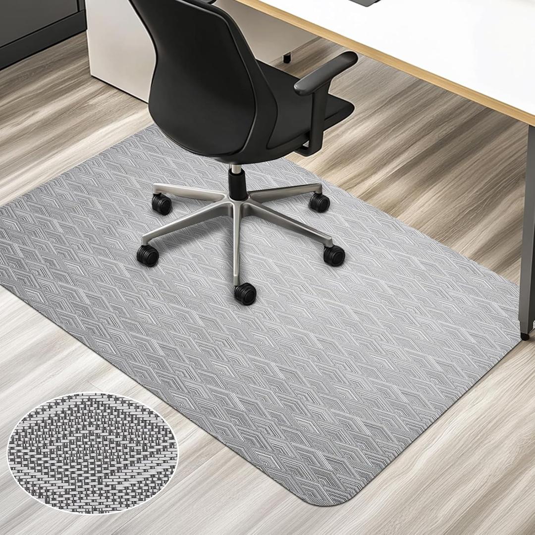 AiBOB Office Chair Mat for Hardwood Floor & Tile Floor, 53" x 45"Heavy Duty Computer & Desk Chair Mat for Rolling Chairs, Hard Floor Protector for Home Office (Light Grey)