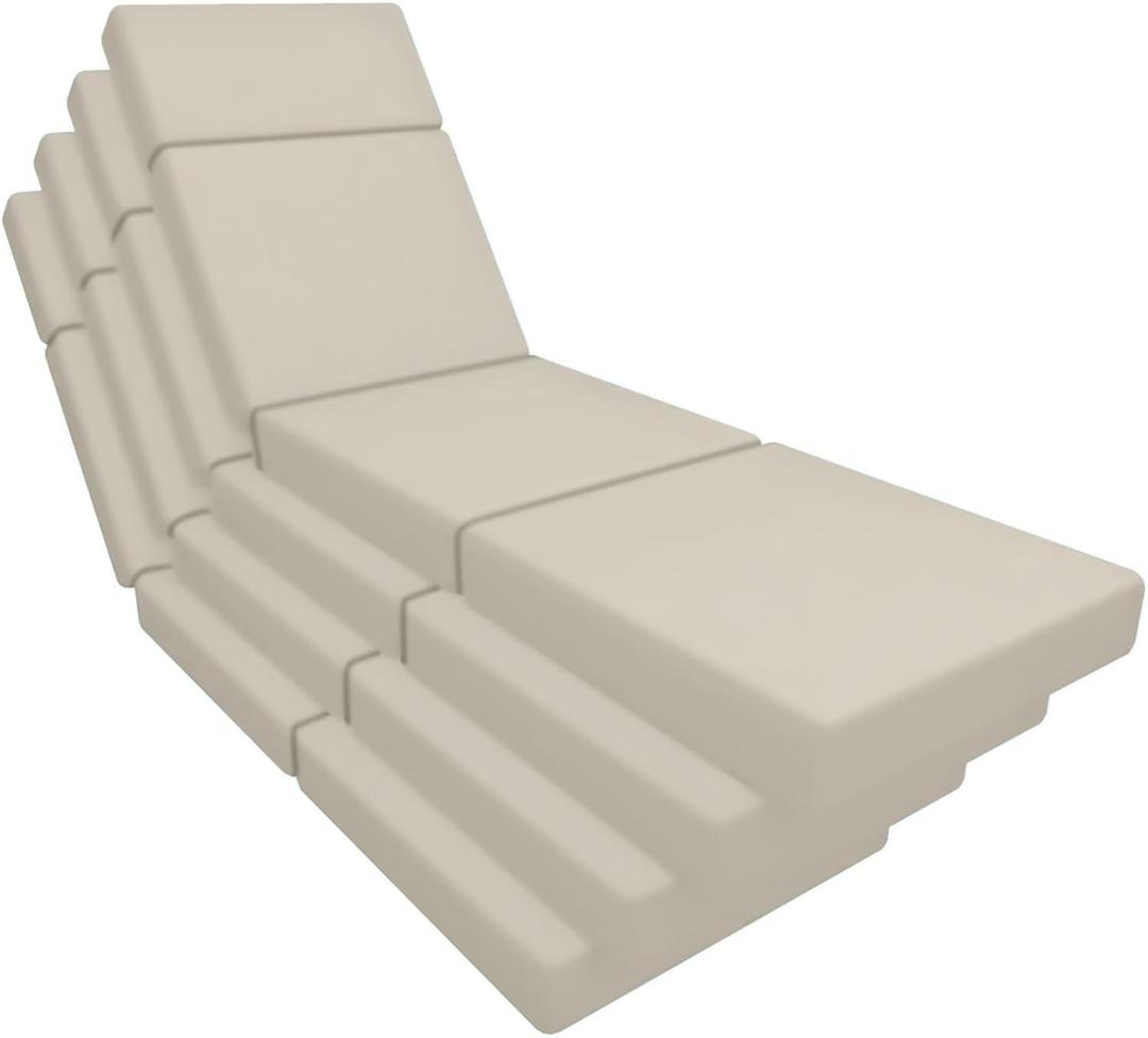 4 Pcs Chaise Lounge Cushions Outdoor, 72 x 21 x 4 Inch Lounge Chair Cushions for Outdoor Furniture - Waterproof Lounge Patio Replacement Cushion, 4In Fade-Resistant ThickPatio Chaise Lounge Cushion (Cream White)