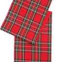 COTTON CRAFT Christmas Table Runner - Xmas Tartan Plaid Festive Tablerunner - Pure Cotton Gingham Buffalo Check Reusable Decorative Holiday Party Celebration Table Dcor  13x72 Inch  Red Green Multi
