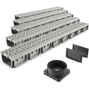 Vodaland - 4 Inch Trench Drain System with Grate - Ivory Color - Easy 2 Channel (5)