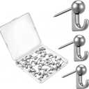 2 x LEIFIDE 30 Pcs Metal Push Pin Hangers 3 Sizes Pin Wall Hooks Picture Hanging Nails Thumb Tacks on Wooden or Fabric Wall for Home Office, 20/ 30/ 40 Lbs(Silver)
