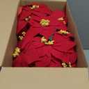 2 Pack 18" Lighted Large Artificial Poinsettias for Outdoors LED Poinsettia Flowers Artificial Faux Poinsettia Plants Poinsettia Christmas Decorations for Office Home Kitchen Decor (Red)