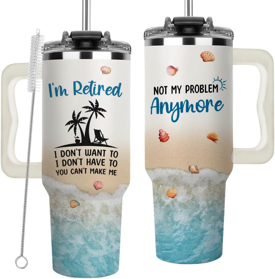 I'm Retired Tumbler, Retired Not My Problem Anymore - Happy Retirement Gifts for Women 2026, Retired Mug Present Ideas, Coworker Leaving Gifts, Retirement Cup for Mom, Teacher, Colleague, Boss, Nurse