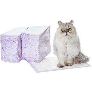 Amazon Basics Cat Pee Pads, 60 Count, Universal Fit for Litter Box, Odor Control, Unscented, White/Purple