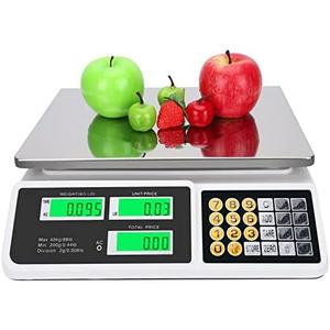 Price Computing Scale 88lb/40kg LCD Digital Commercial Price Scale with Stainless Steel Platform,Produce Scale & Food Scale for Farmers Market, Retail Outlets, Meat Shop (Flat Plate)