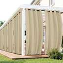 Outdoor Curtains for Patio Waterproof 6 Panels - Windproof, Privacy, Weatherproof Outside Drapes for Gazebo Pergola Porch, Grommet Top and Tab Bottom, 54x108 Inch, Cream