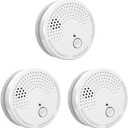Pack of 3 Smoke Detector Fire Alarms 9V Battery Operated Photoelectric Sensor Easy to Install with Light Sound Warning, Test Button,9V Included Safety for Home Hotel(912-3) (GS528A)