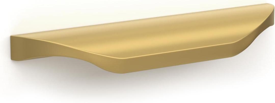 goldenwarm 5 Pack Finger Pulls Brushed Brass Edge Pull for Gold Cabinet Drawer Handles 3 Inch Hole Center Kitchen Hardware Zinc Alloy (3in hole centers, Matte Gold)