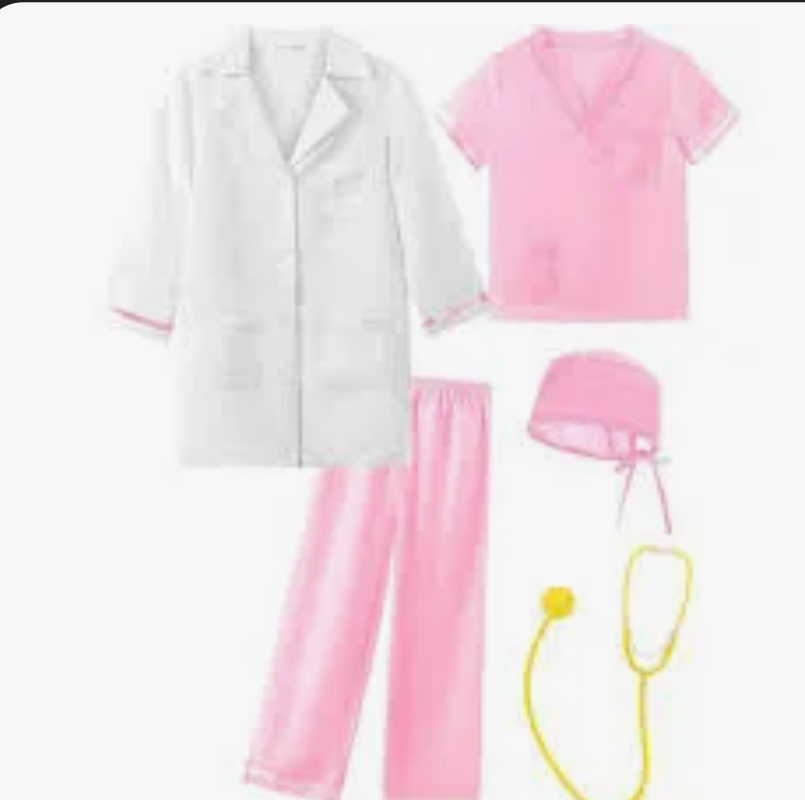 ReliBeauty Doctor Costume for Kids 5 Pieces Set with Stethoscope and Surgical Cap, Size 120